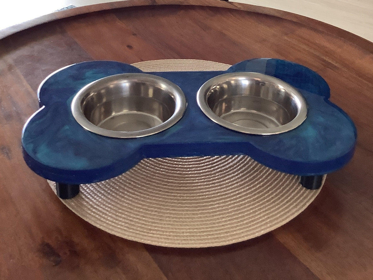Dog Bone Dish Holder Blue