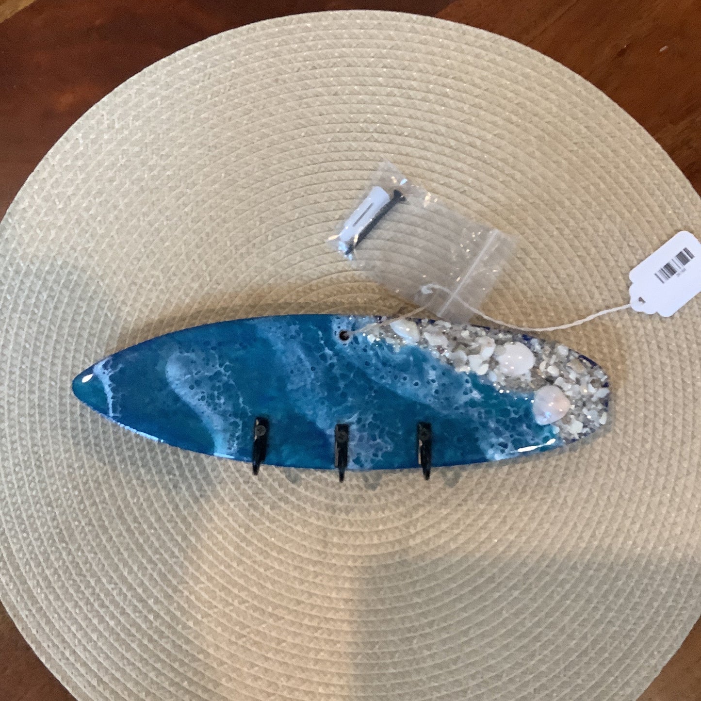SurfBoard Key Holder Blue with Sand