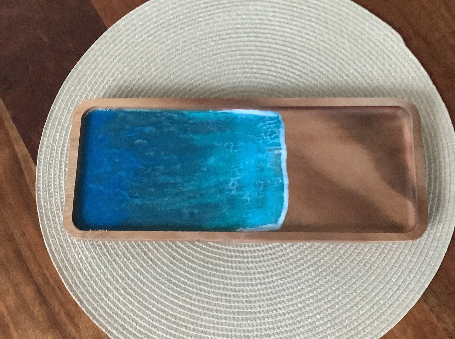 Wooden Trinket Tray Blue