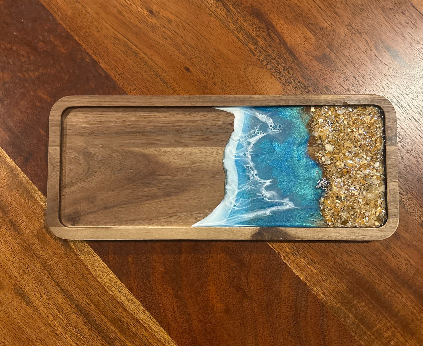 Trinket Tray Blue with sand