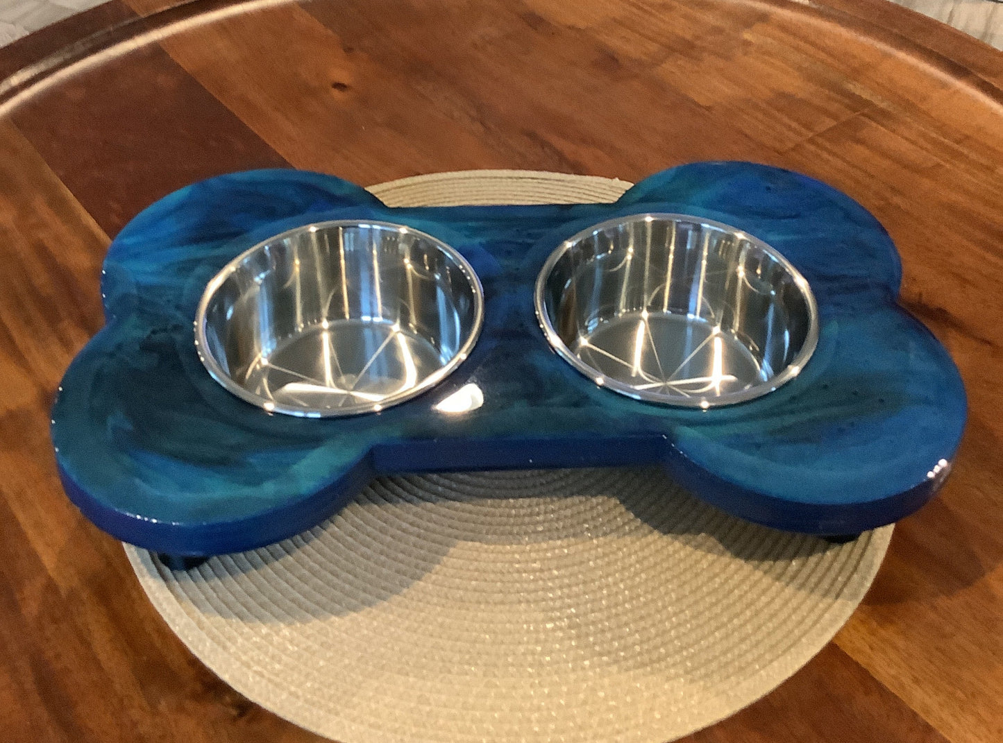 Dog Bone Dish Holder Blue