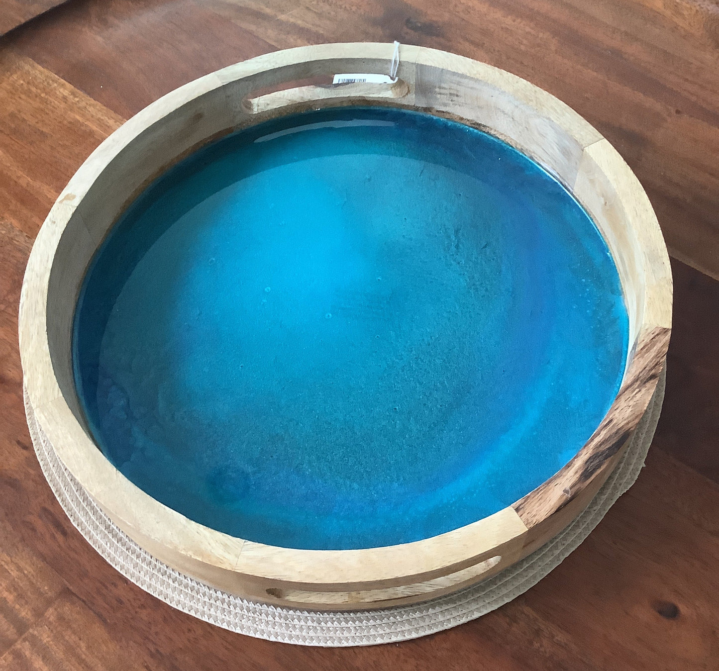 Wood Round Tray with Handles