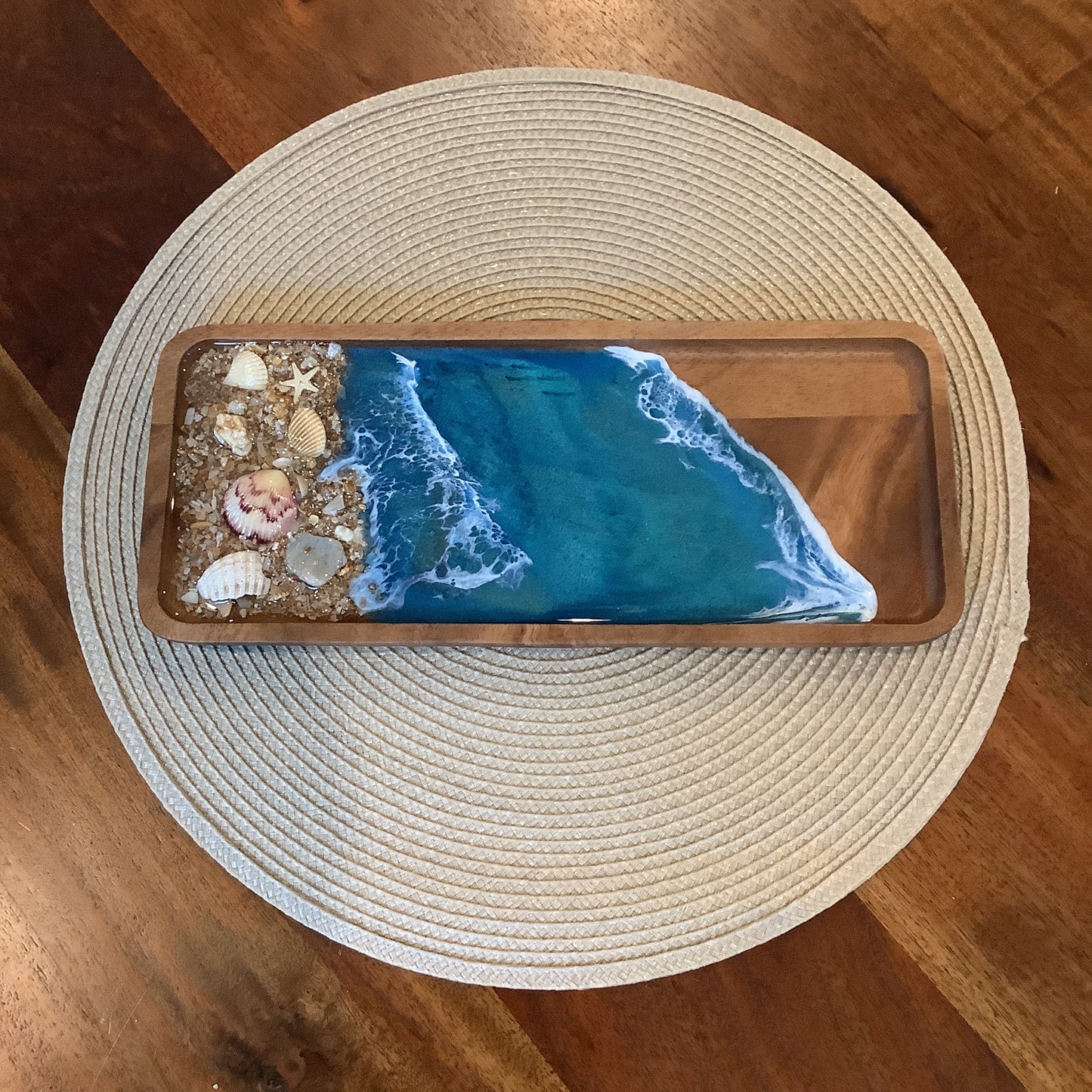 Wooden Trinket Tray Blue