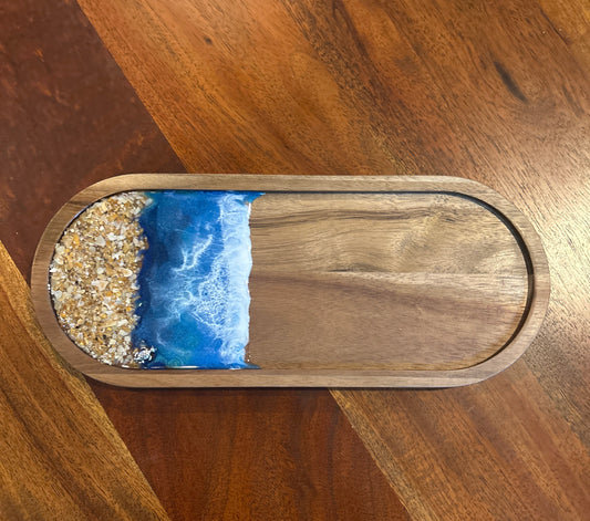 Trinket Tray Blue with sand