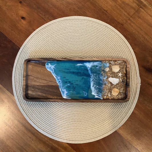 Wooden Trinket Tray Blue