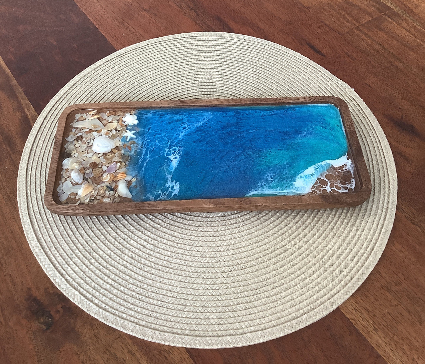Wooden Trinket Tray Blue