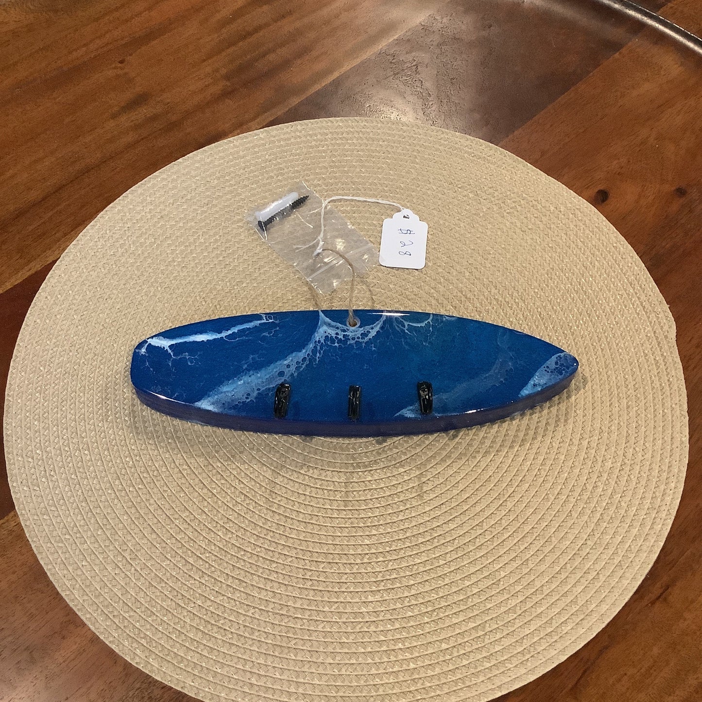 SurfBoard Key Holder Blue with Sand