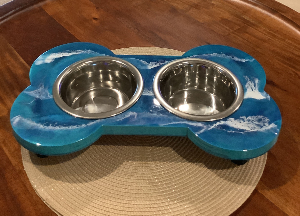 Dog Bone Dish Holder Blue