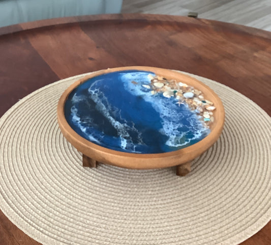 Round Wooden Tray with Legs