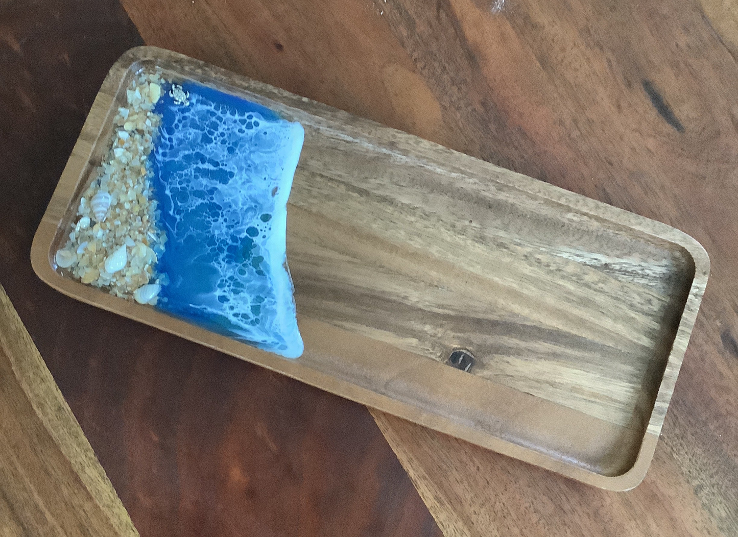 Trinket Tray Blue with sand
