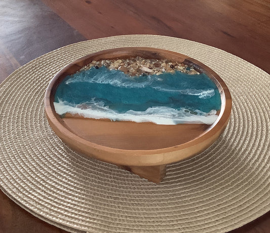 Round Wooden Tray with Legs