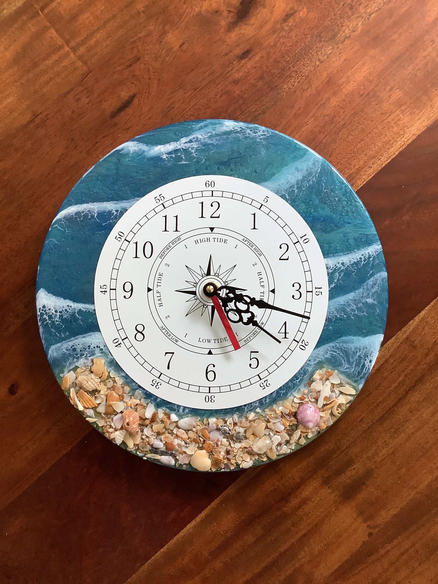Tide-Time Clock Blue with White Wave and Sand #2