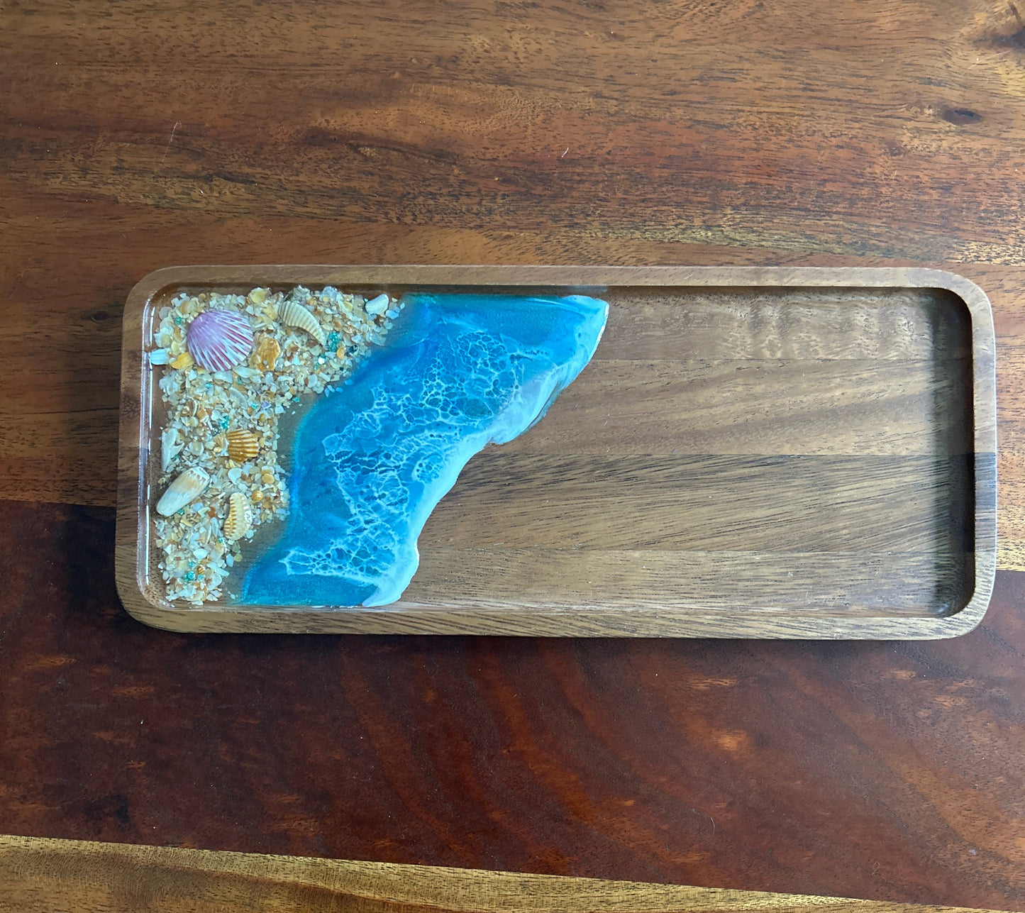 Trinket Tray Blue with sand
