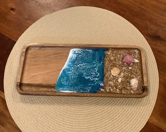 Wooden Trinket Tray Blue