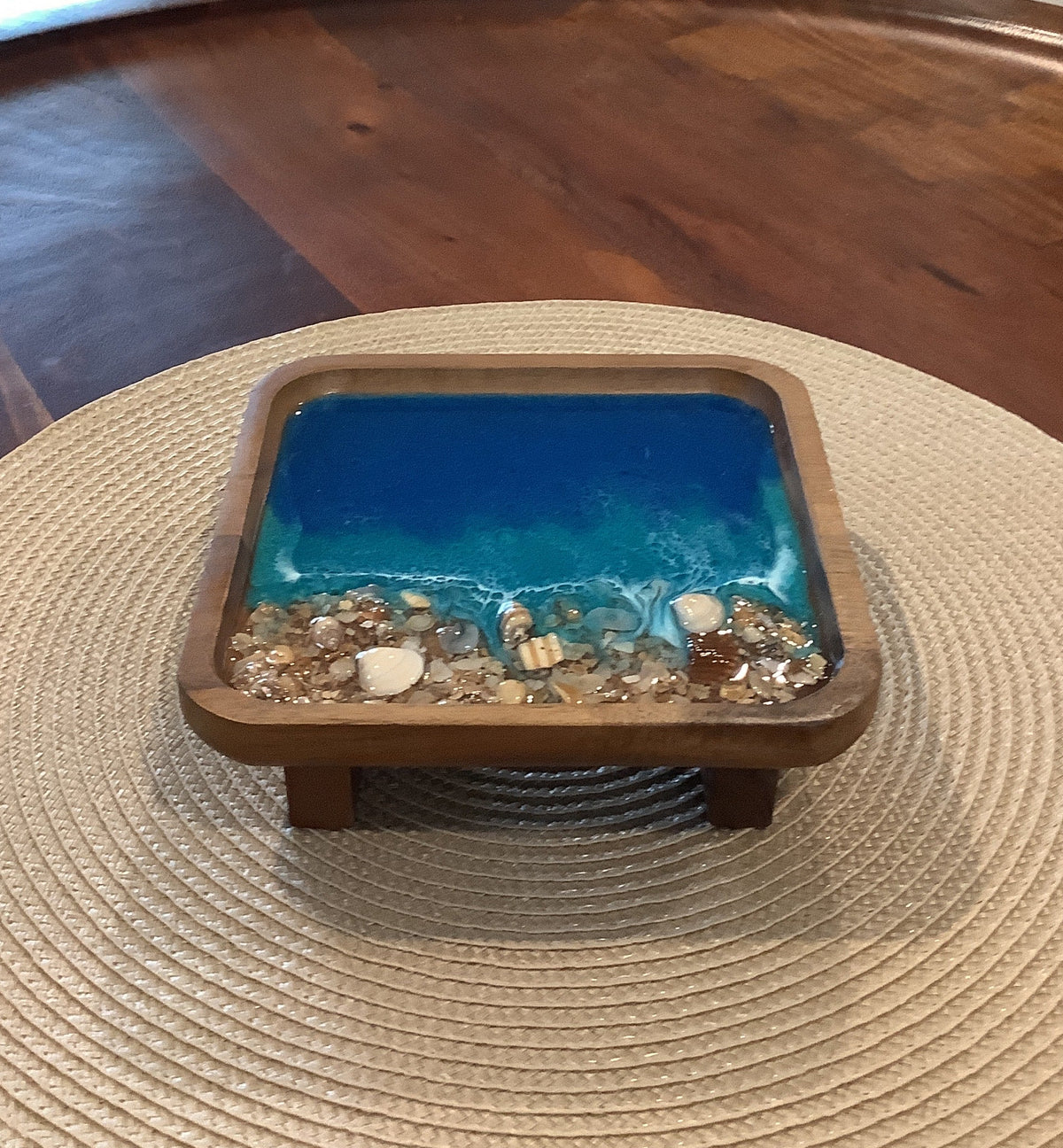Square Wooden Tray with Legs