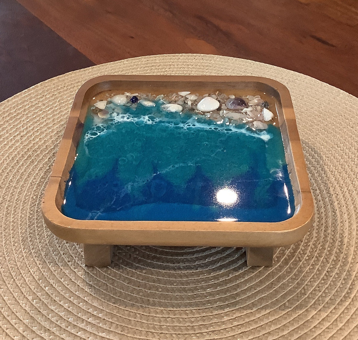 Square Wooden Tray with Legs