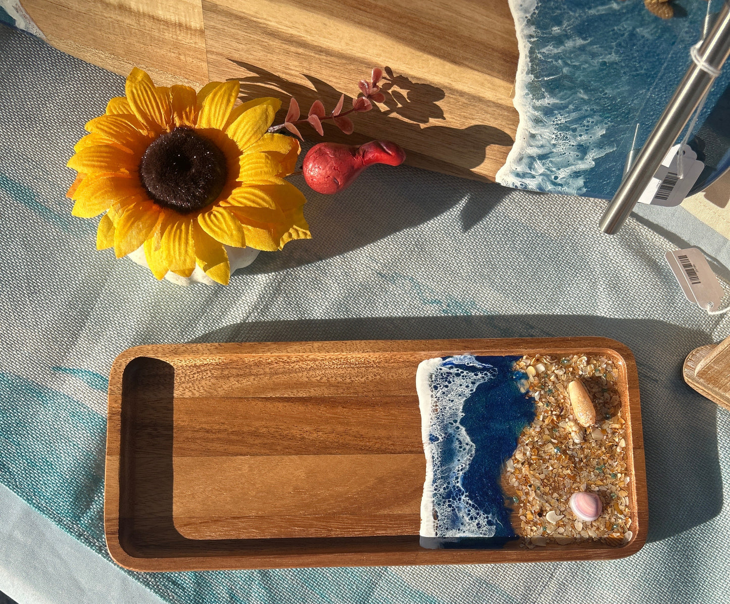Trinket Tray Blue with sand