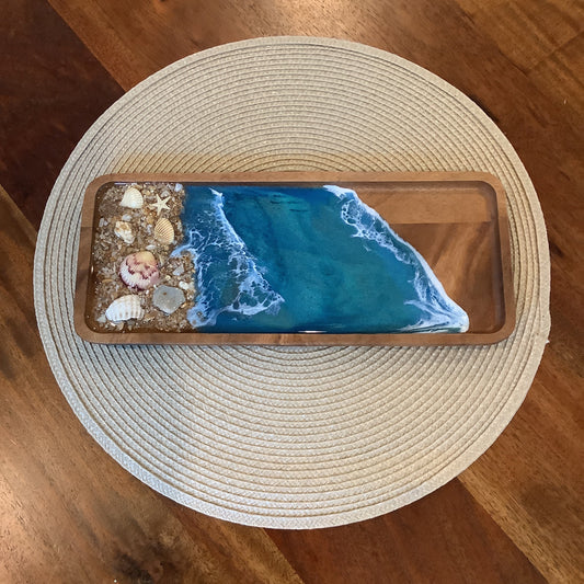 Wooden Trinket Tray Blue