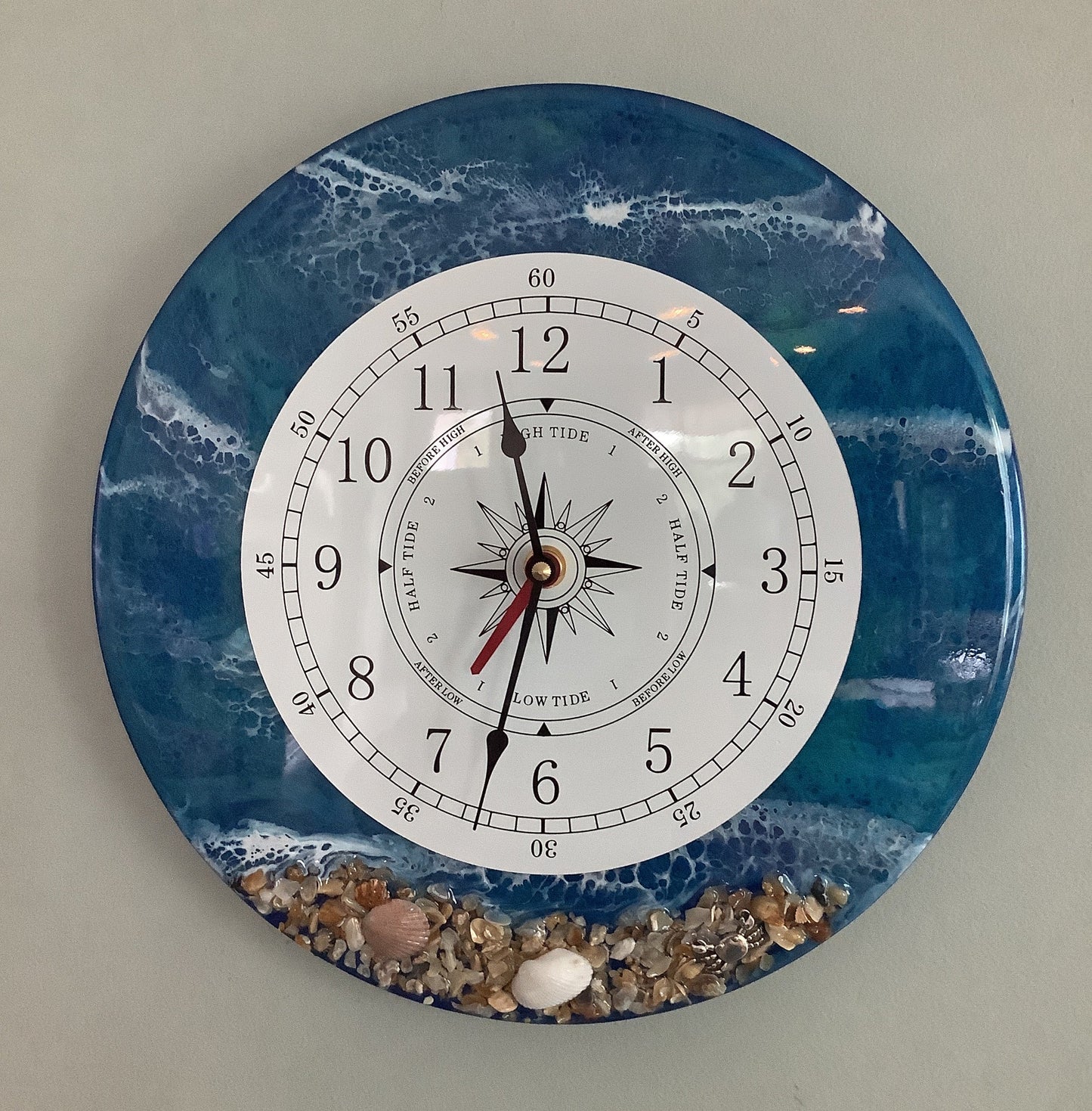 Tide-Time Clock Blue with White Wave