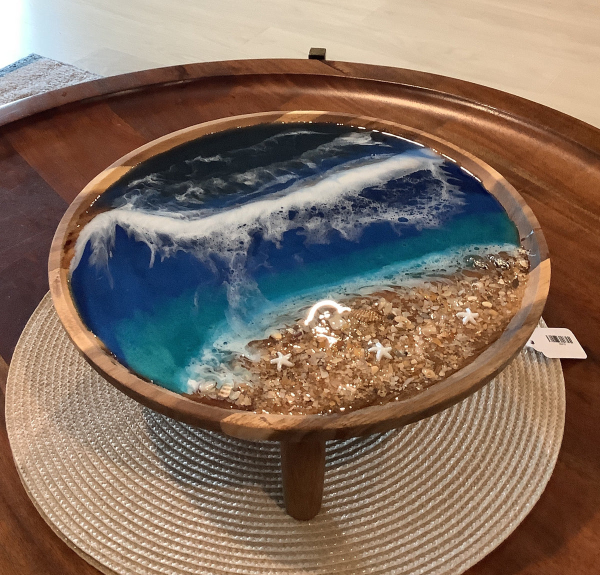 Round Wooden Tray with Legs