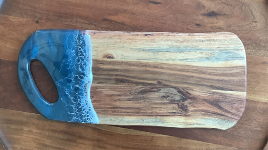 Acacia Wood Cutting Board Blue with Gray