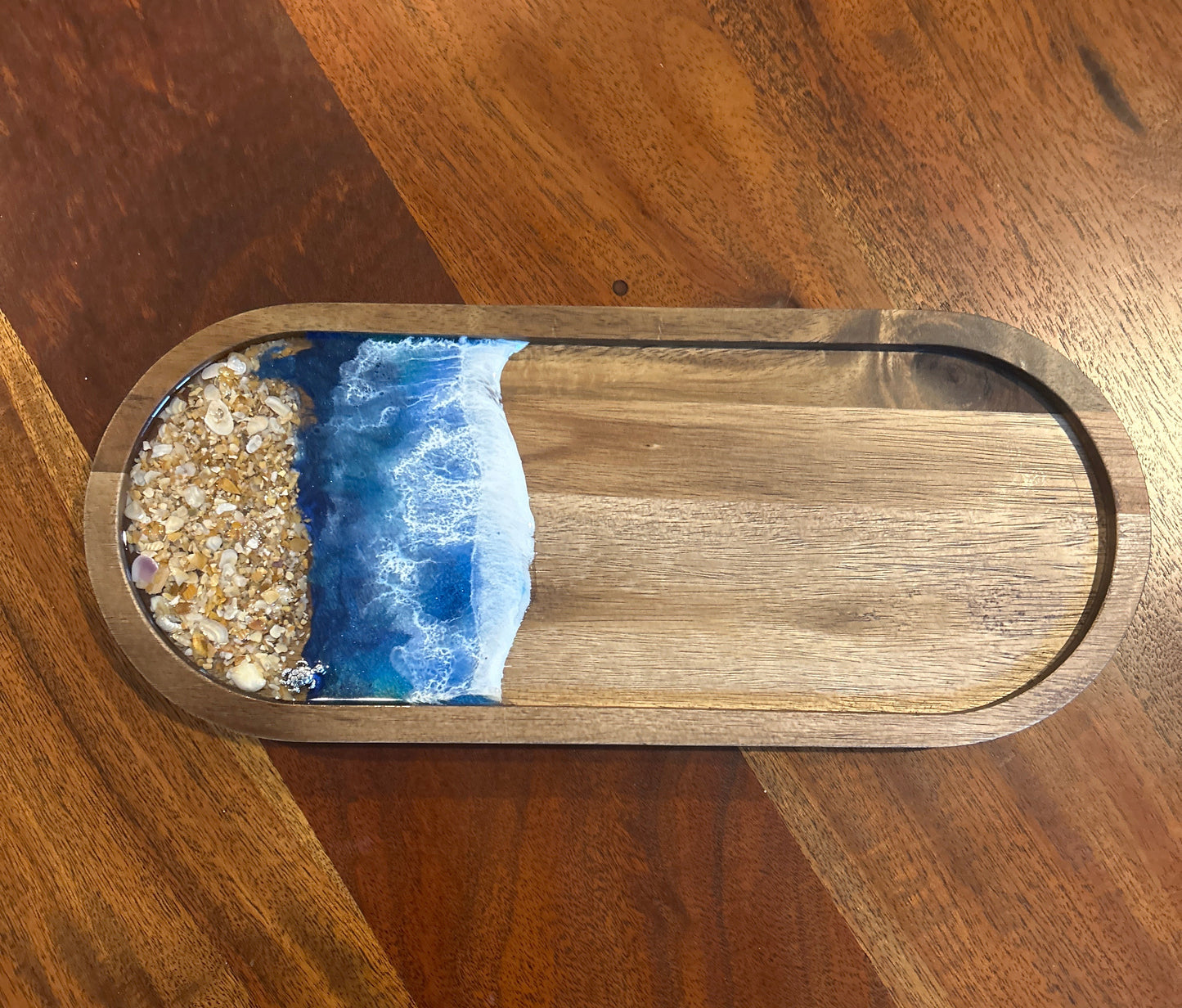 Trinket Tray Blue with sand